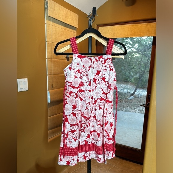 Bonnie Jean Red White Floral Polka Dot Dress Size 14 - Picture 3 of 6